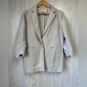 Michael Kors 100% Linen Ruched-Sleeve Blazer — Size 10 LNC